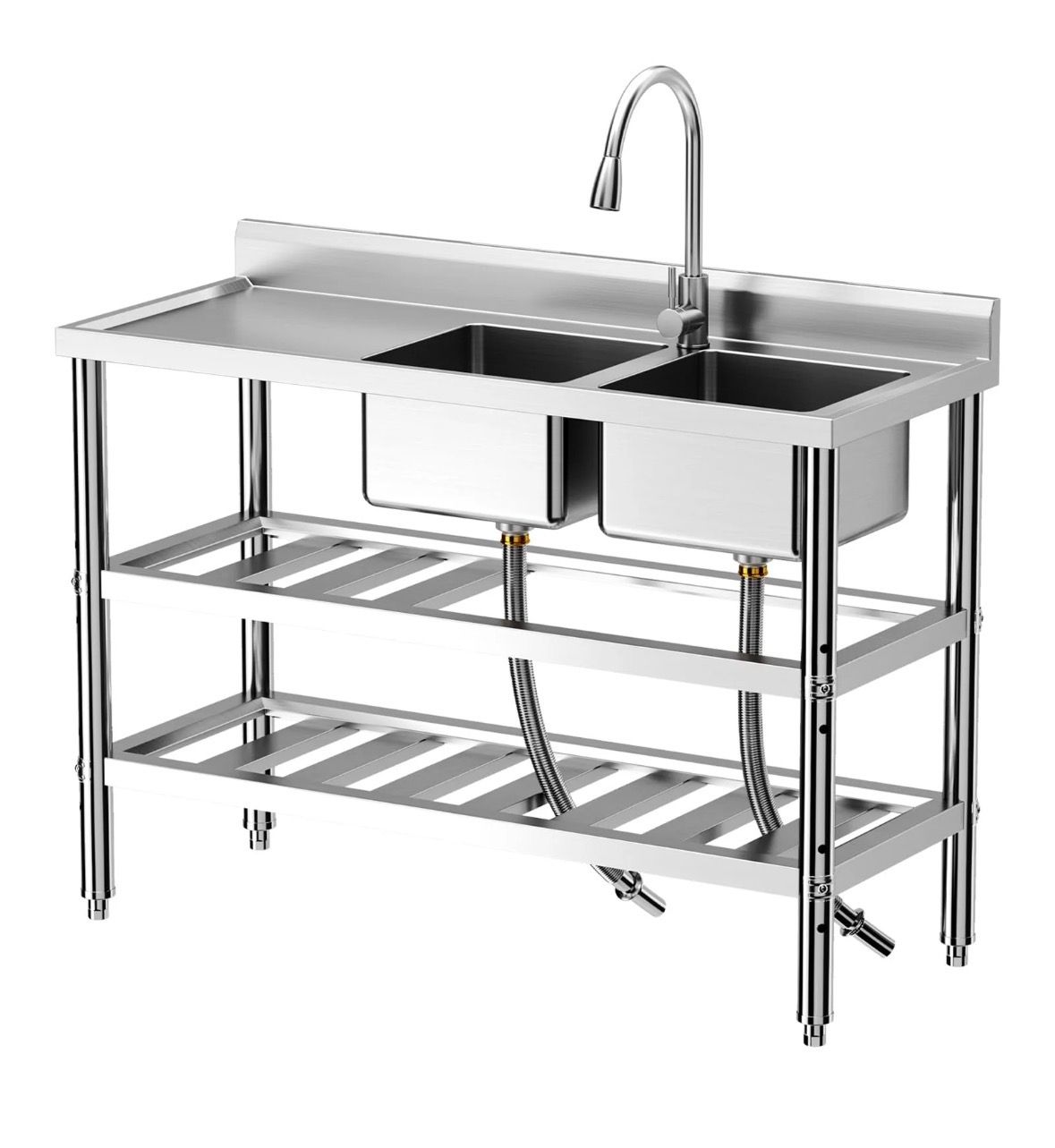 47” stainless steel sink with faucet