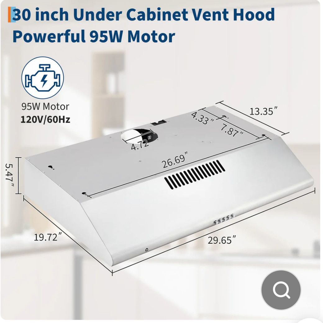 30” stainless steel range hood