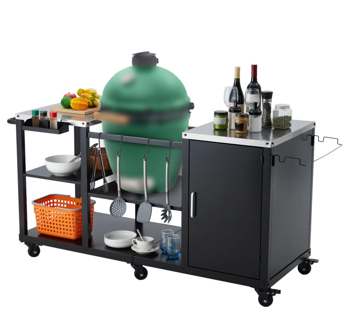Stainless steel big green egg grill table and prep stand 65”