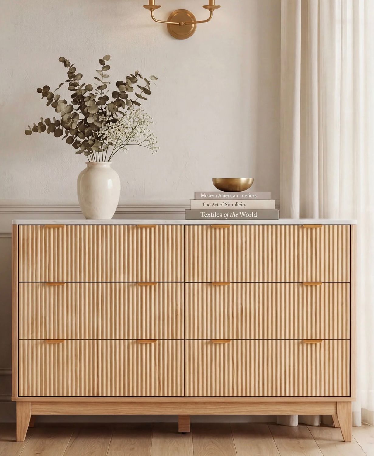 Fluted 6 Drawer Dresser