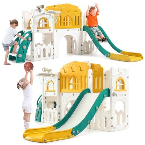 8-in-1 Toddler Slide Playground Set - Indoor/Outdoor Playset