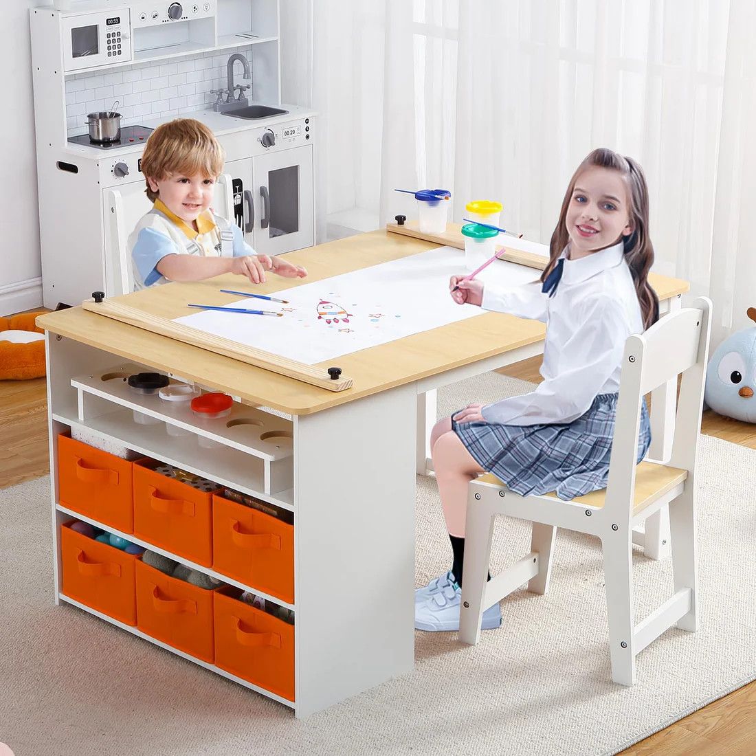Kids Art Table and Chairs Set, Living and Learning Kids' Art