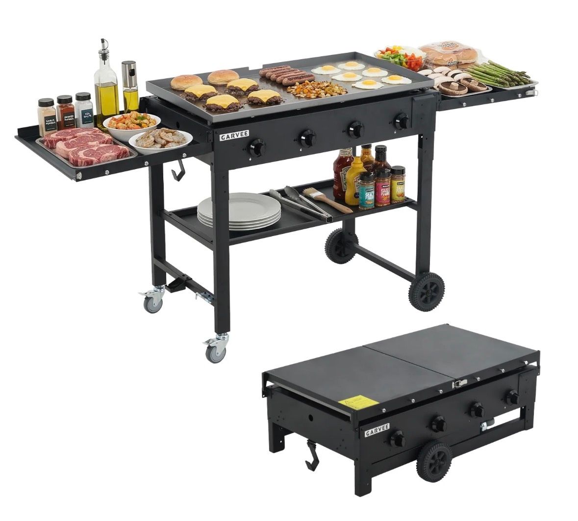 36” gas griddle with stand and lid