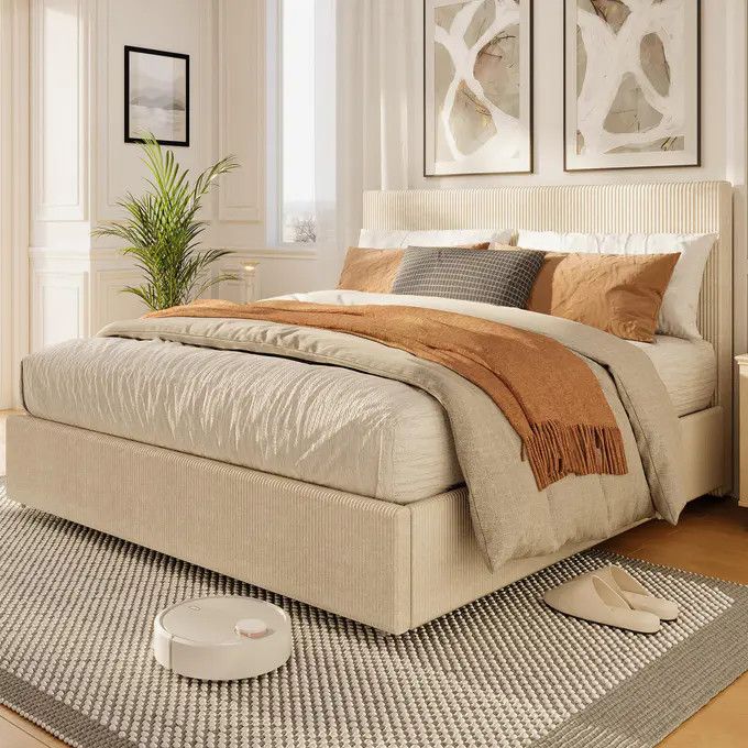 Full Size Platform Bed Frame with 4 Storage Drawers