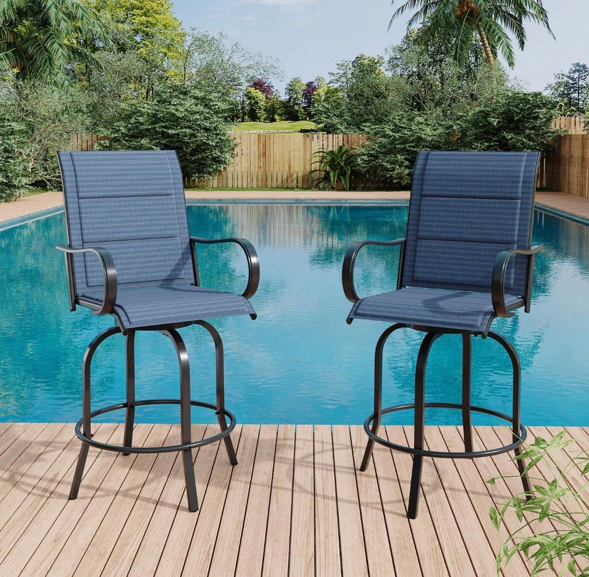 Outdoor swivel bar stools - bar height - set of 2