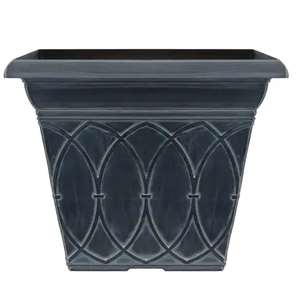 14.5 in. Durham Chalk Wash Plastic Square Planter