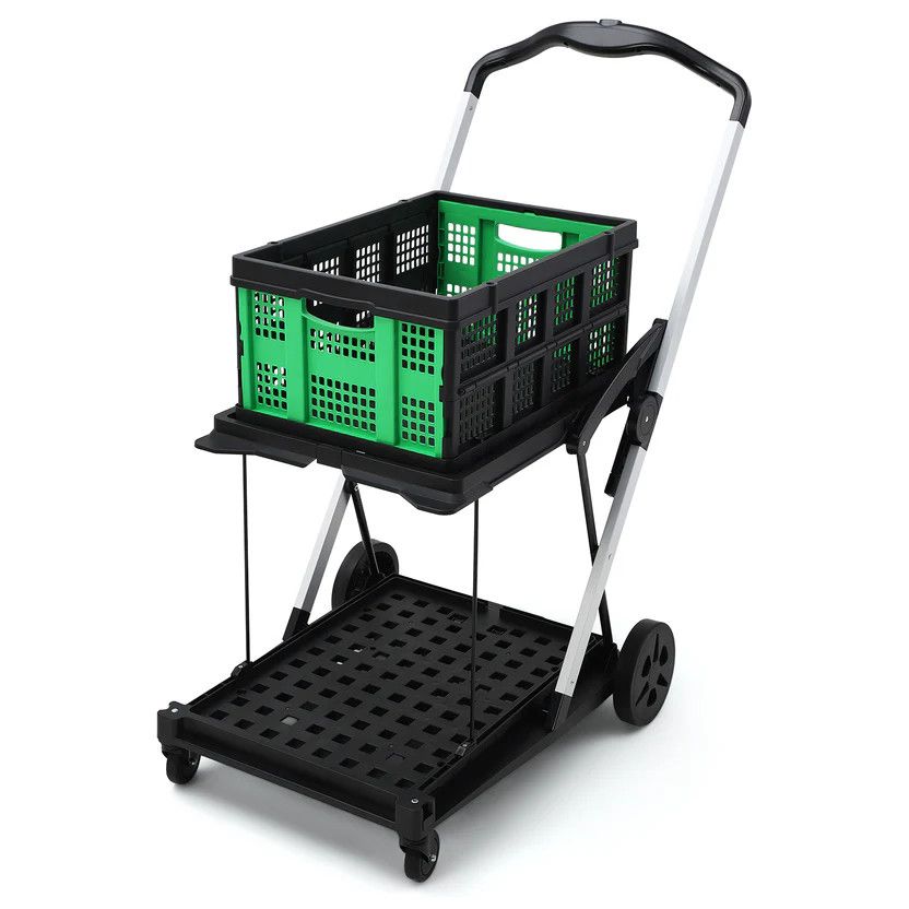 2 tier folding cart - green