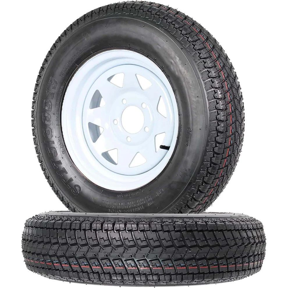 Trailer Tires, 2 Pack, 6PLY, 13" 5 Lug on 4.5