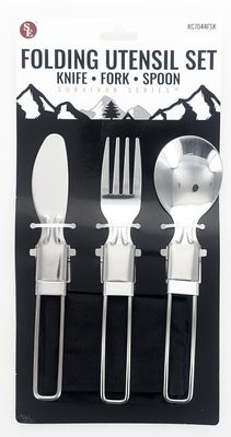 3 Pc Stainless Steel Folding Utensil Set