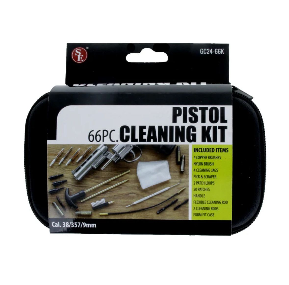 9mm-66Pc Pistol Cleaning Kit in Zippered Case,Cal. 38/357/9mm