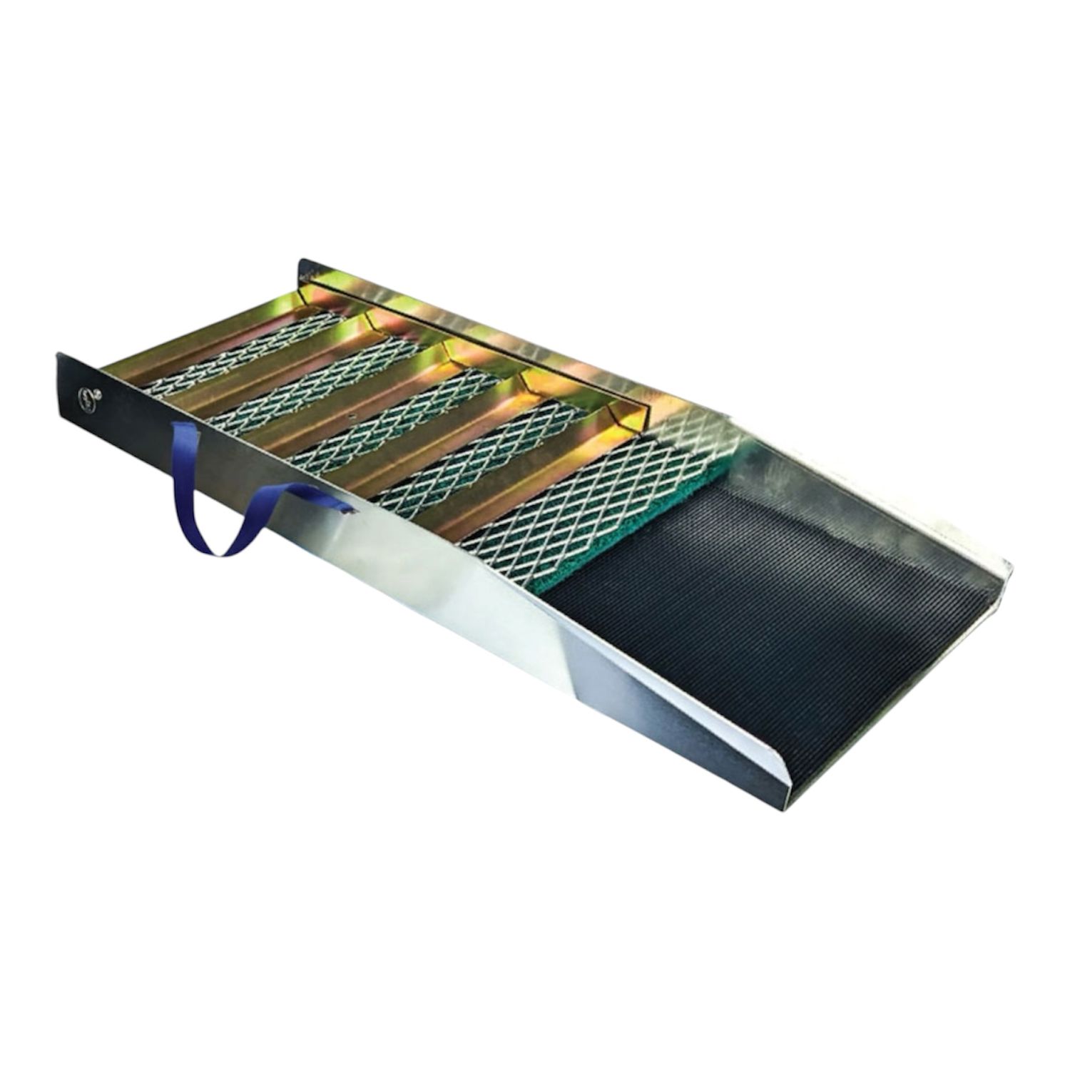 (CO)27" Aluminum Fix/Flared Sluice Box with Matting and Carrying Strap