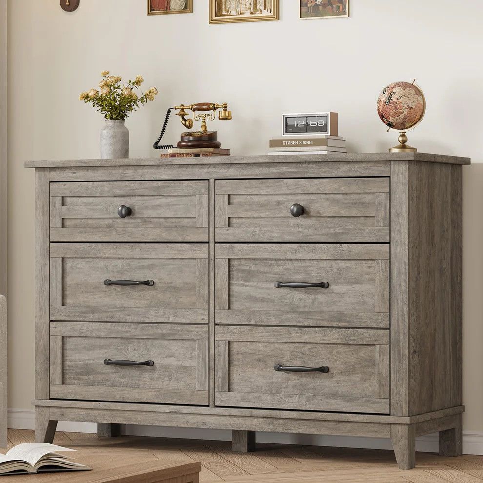 Wide 6 Drawer Dresser for Bedroom, 47" Damaged
