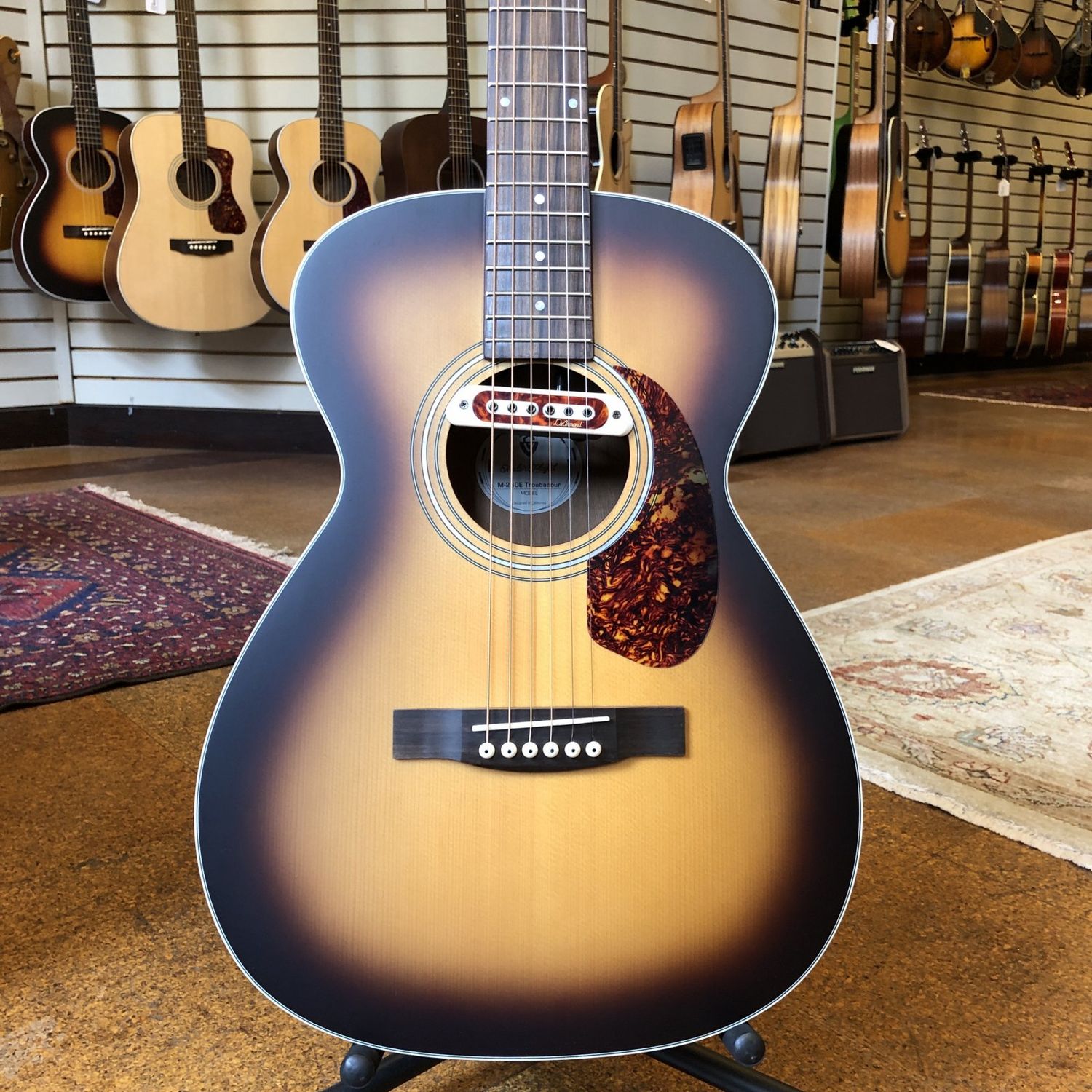 Guild M-240E Troubadour Westerly Collection Solid Top Concert Acoustic-Electric Guitar Vintage Sunburst w/DeArmond Pickup