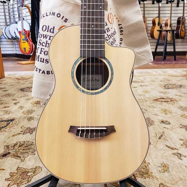 Cordoba Mini II EB-CE Nylon String Acoustic-electric Guitar Striped Ebony