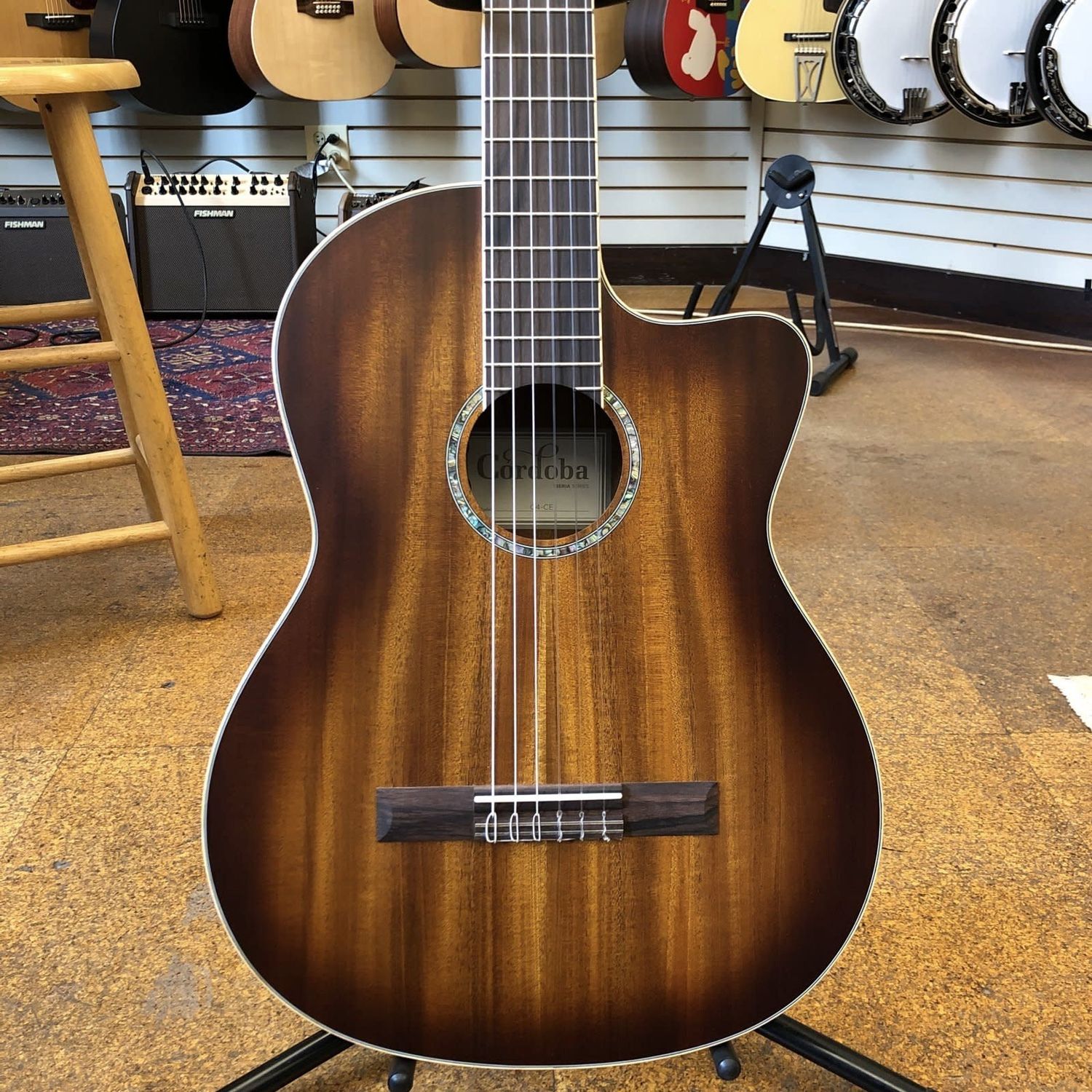 Cordoba C4-CE African Mahogany Cutaway Nylon String Acoustic-Electric Guitar Edgeburst
