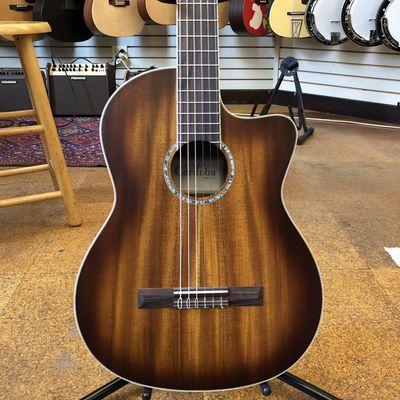 Cordoba C4-CE African Mahogany Cutaway Nylon String Acoustic-Electric Guitar Edgeburst
