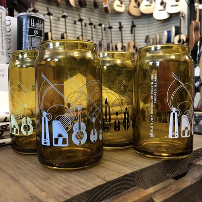 Old Town School of Folk Music 16oz Deco &quot;Soda Can&quot; Glass