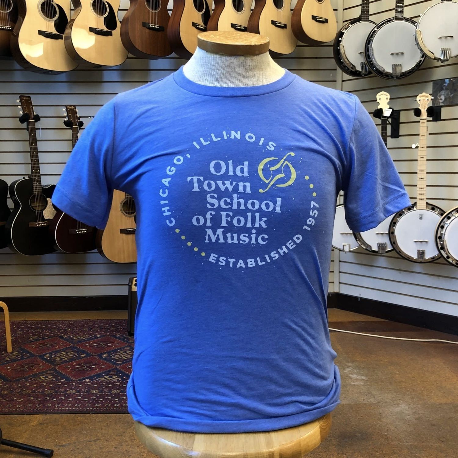 Old Town School of Folk Music T-shirt Columbia Blue Tee OTS Logo