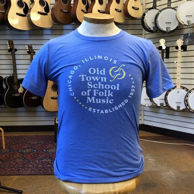 Old Town School of Folk Music T-shirt Columbia Blue Tee OTS Logo