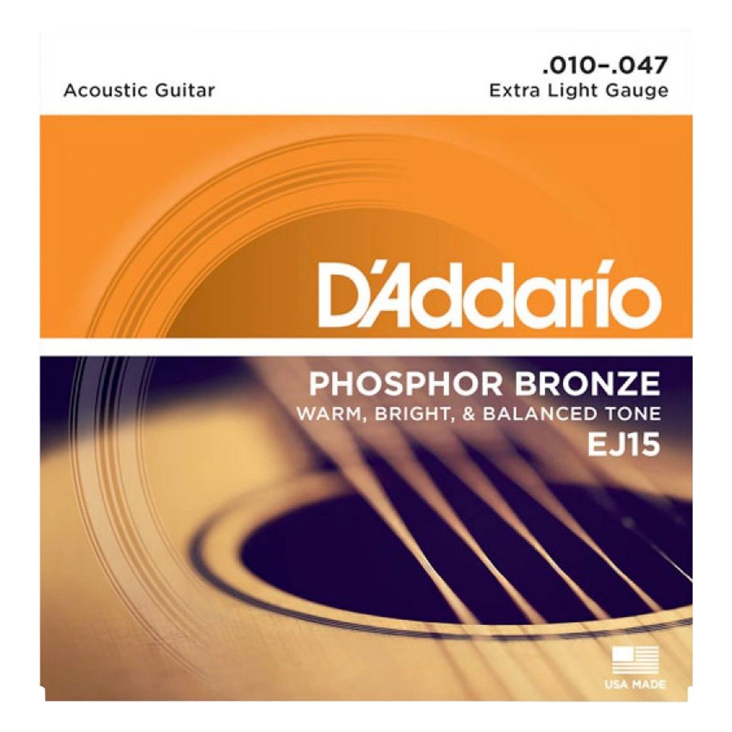 D&#39;Addario EJ15 Phosphor Bronze Acoustic Guitar Strings Extra Light 10-47