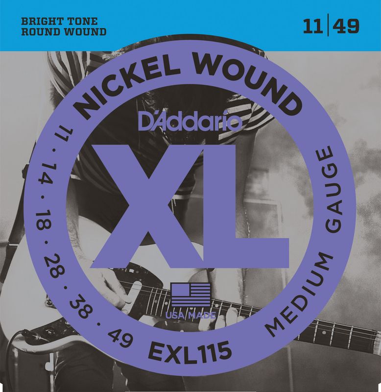 D&#39;Addario EXL115 Nickel Wound Electric Guitar Strings Medium/Blues-Jazz Rock 11-49