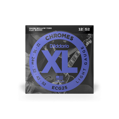 D&#39;Addario ECG25 Chromes Flat Wound Electric Guitar Strings Light 12-52