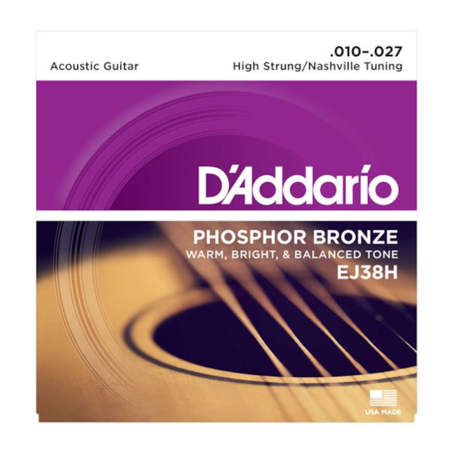 D&#39;Addario EJ38H Phosphor Bronze Acoustic Guitar Strings High Strung/Nashville Tuning 10-27