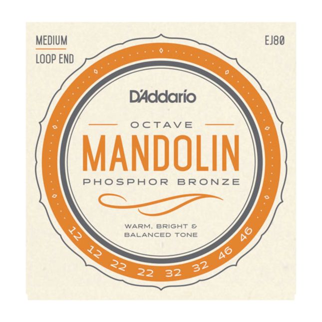 D&#39;Addario EJ80 Phosphor Bronze Octave Mandolin Strings Medium 12-46