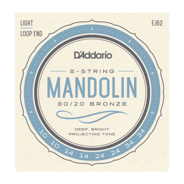 D&#39;Addario EJ62 80/20 Bronze Mandolin Strings Light 10-34