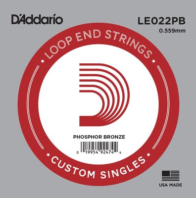 D&#39;Addario LE022PB Phosphor Bronze Loop End Single String .022