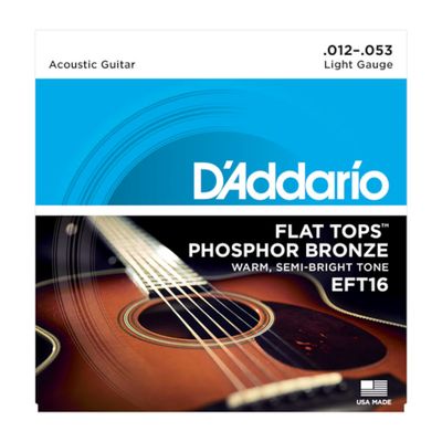 D&#39;Addario EFT16 Flat Tops Phosphor Bronze Acoustic Guitar Strings Light 12-53