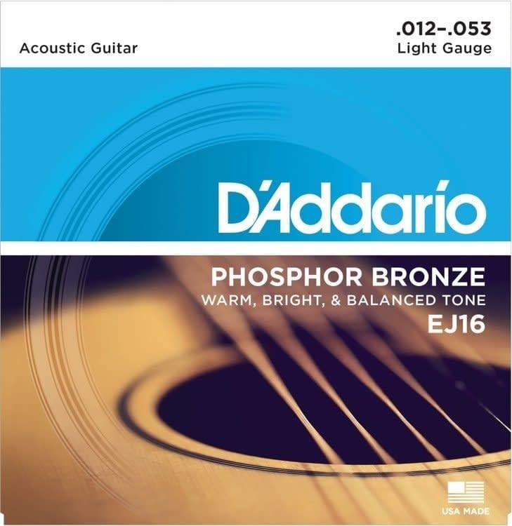 D&#39;Addario EJ16 Phosphor Bronze Acoustic Guitar Strings Light 12-53
