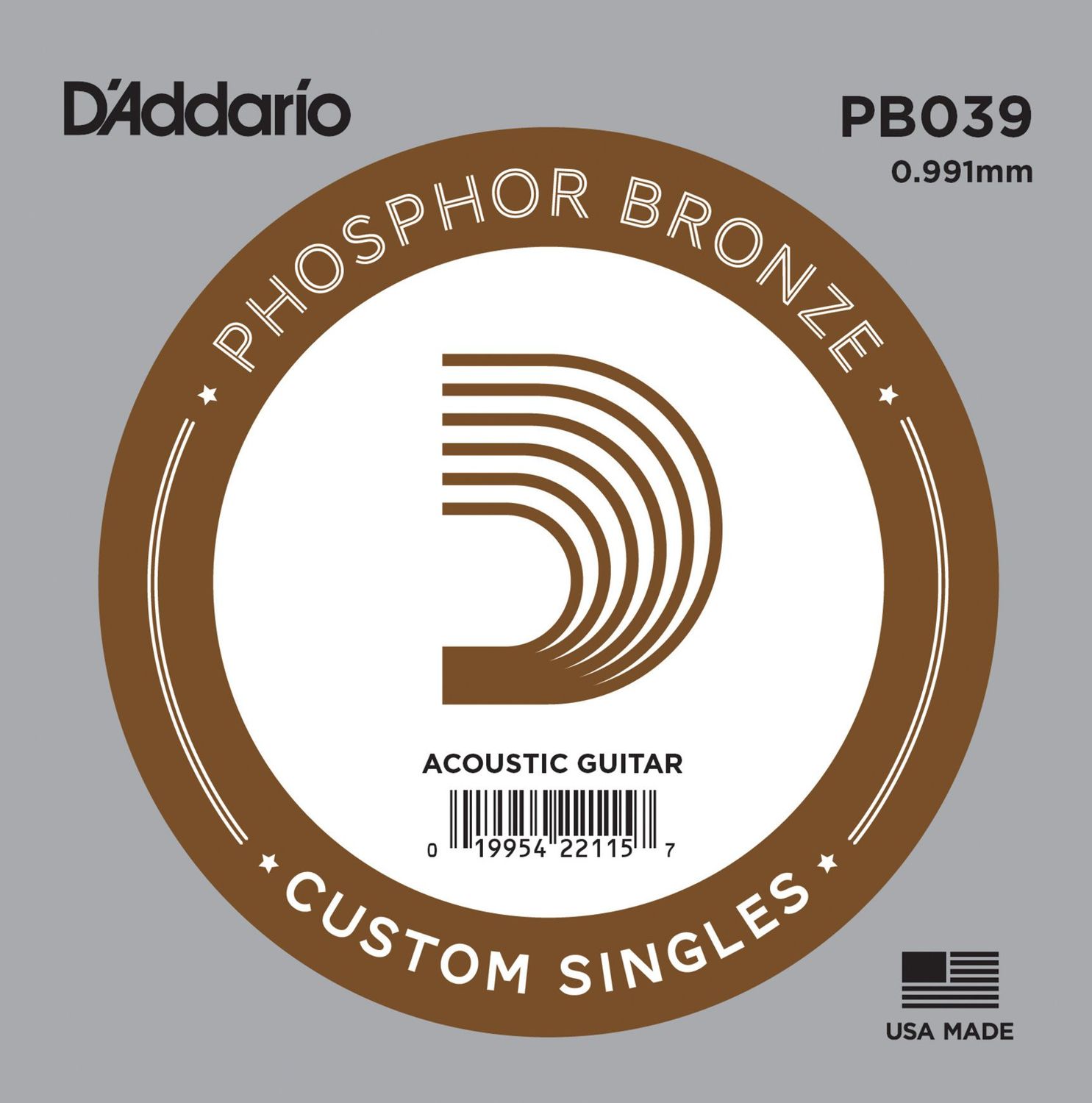 D&#39;Addario PB039 Phosphor Bronze Wound Acoustic Guitar Single String .039