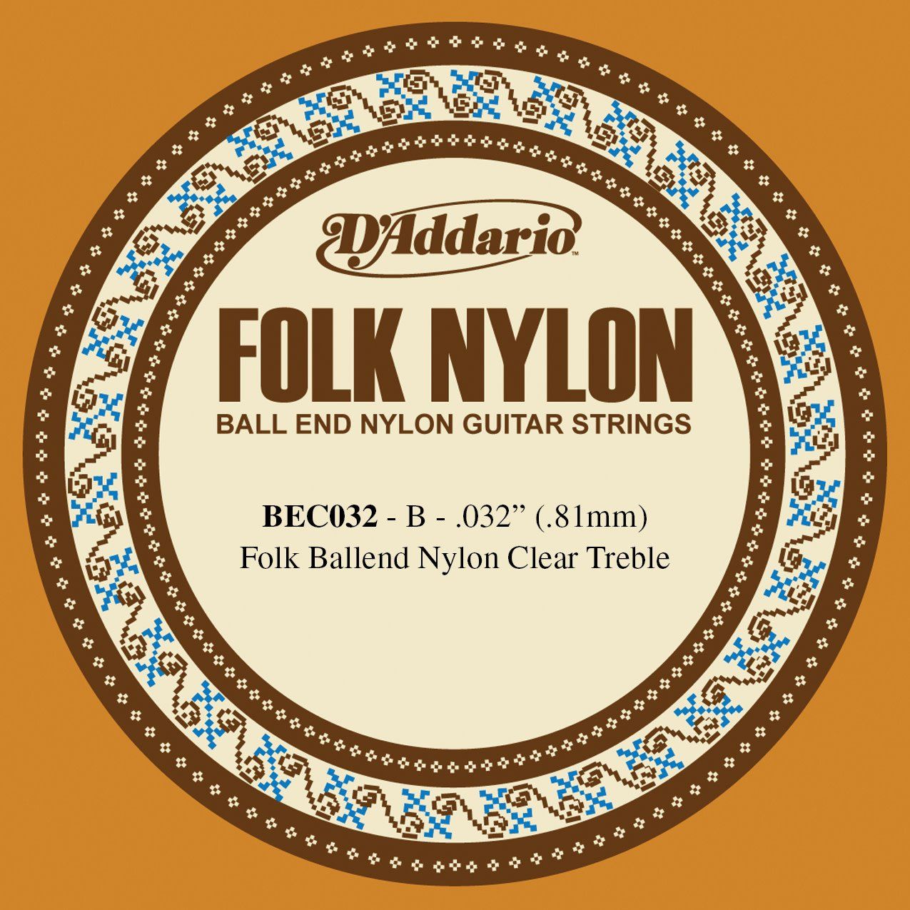 D&#39;Addario BEC032 Folk Nylon Guitar Single String Clear Nylon Ball End .032