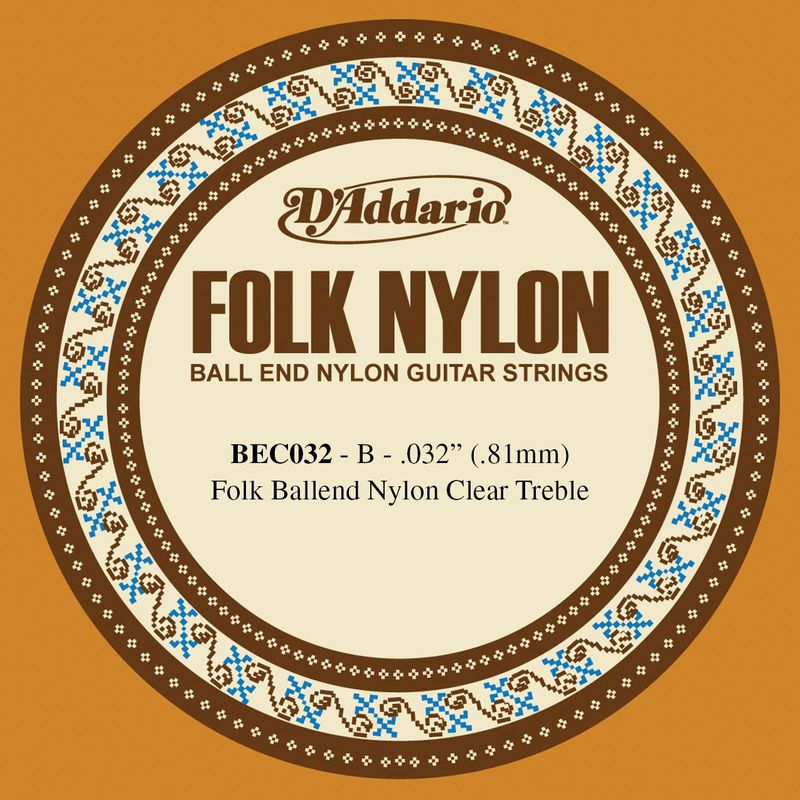 D&#39;Addario BEC032 Folk Nylon Guitar Single String Clear Nylon Ball End .032