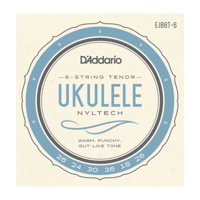 D&#39;Addario EJ88T-6 Nyltech Ukulele 6-String Tenor