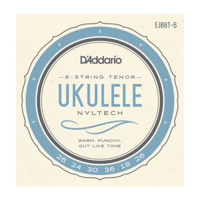 D&#39;Addario EJ88T-6 Nyltech Ukulele 6-String Tenor