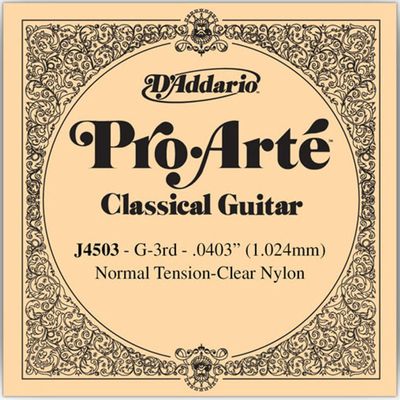 D&#39;Addario J4503 Pro-Arte Nylon Classical Guitar Single String Normal Tension Third String