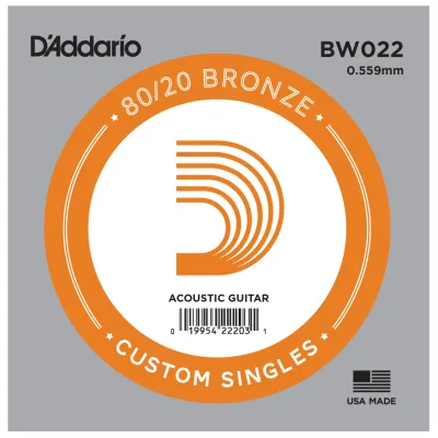D&#39;Addario BW022 Bronze Wound Acoustic Guitar Single String .022