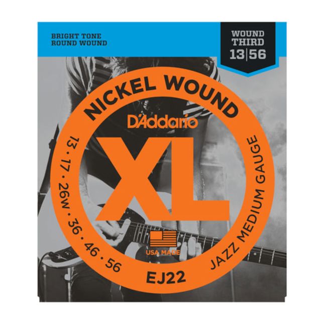 D&#39;Addario EJ22 Nickel Wound Electric Guitar Strings Jazz Medium 13-56