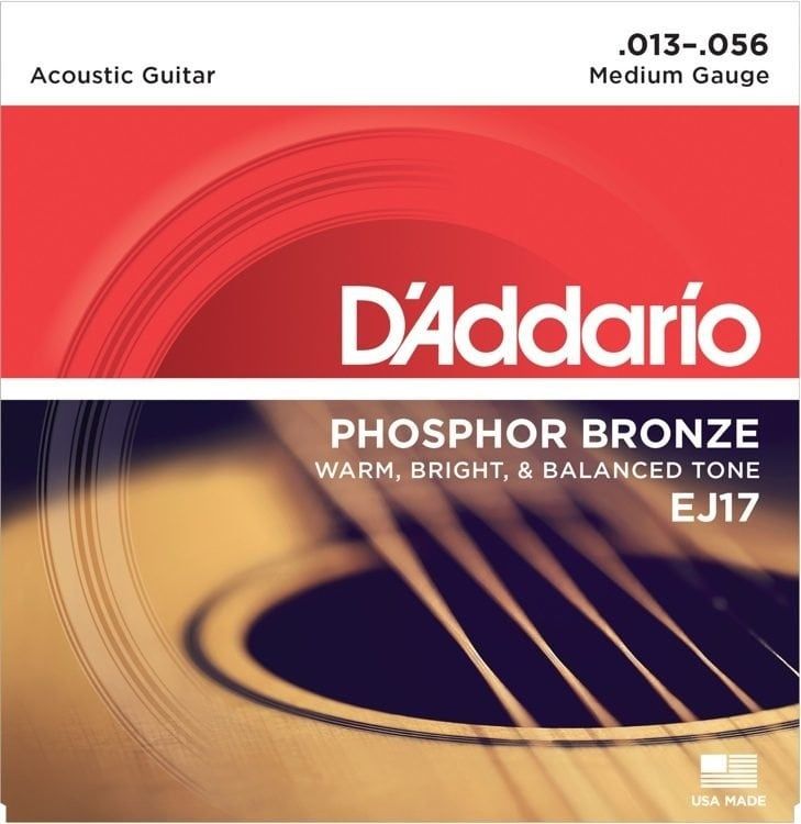 D&#39;Addario EJ17 Phosphor Bronze Acoustic Guitar Strings Medium 13-56