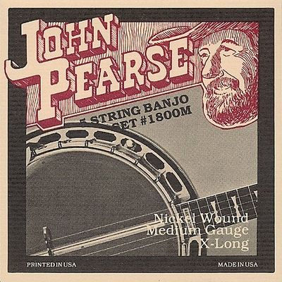 John Pearse 1800M Nickel Medium Long Neck Banjo Strings .010-.010