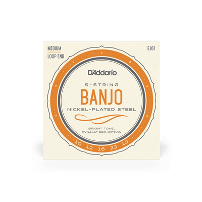 D&#39;Addario EJ61 5-String Banjo Strings, Nickel, Medium 10-23