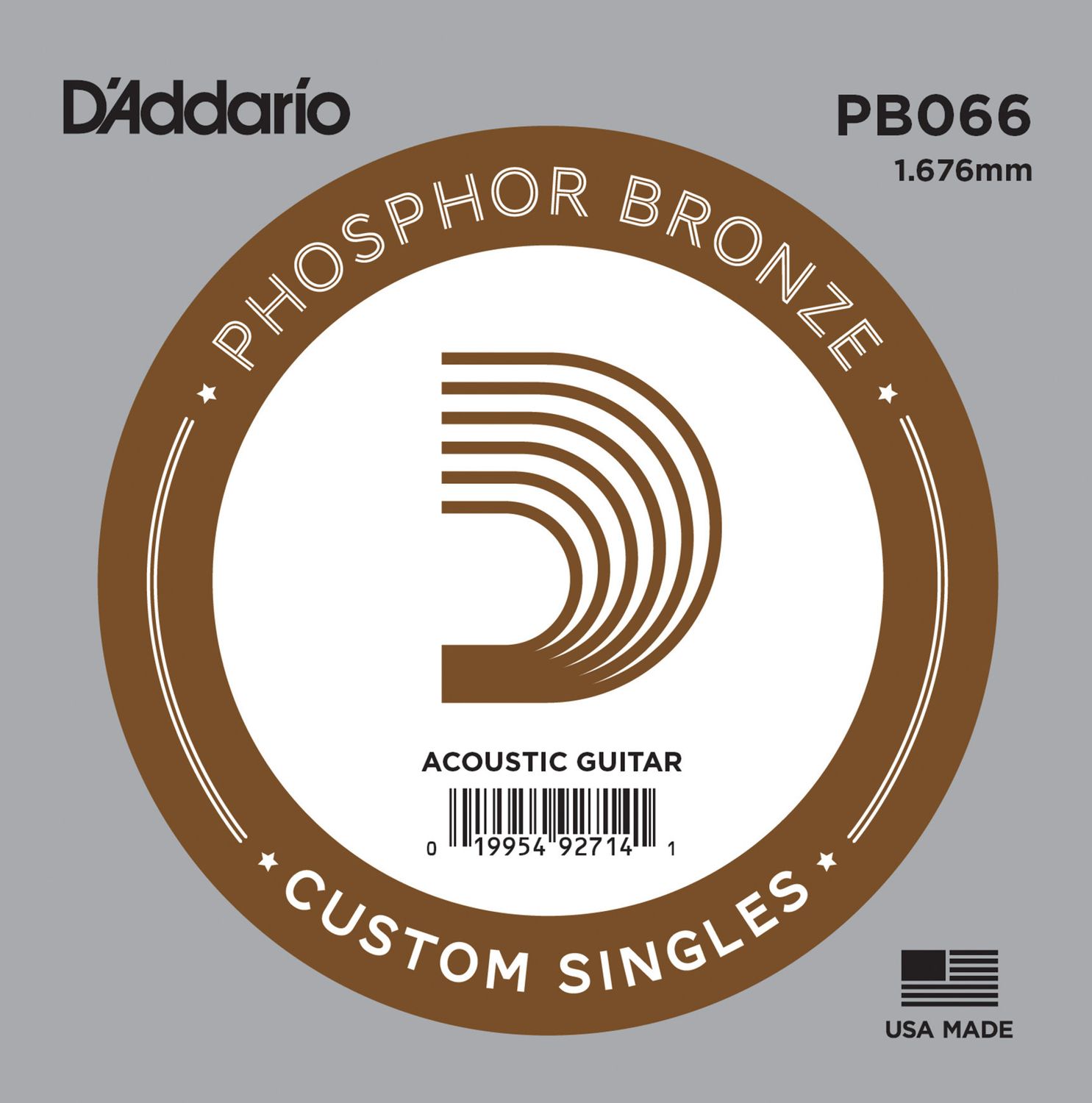 D&#39;Addario PB066 Phosphor Bronze Wound Acoustic Guitar Single String .066
