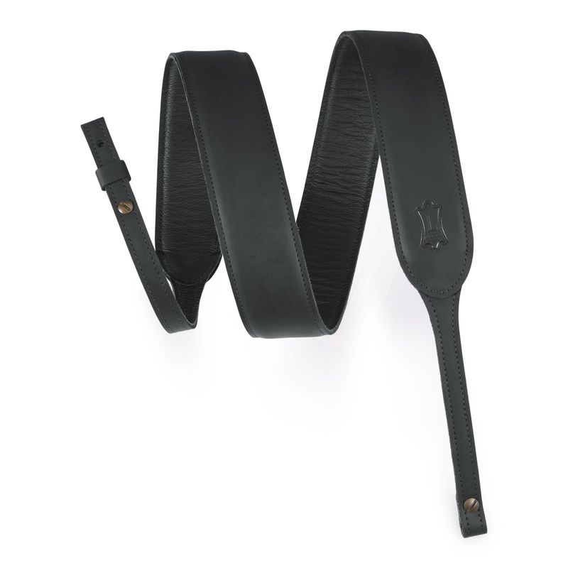 Levys 2&quot; Butter Leather Banjo Strap - Black