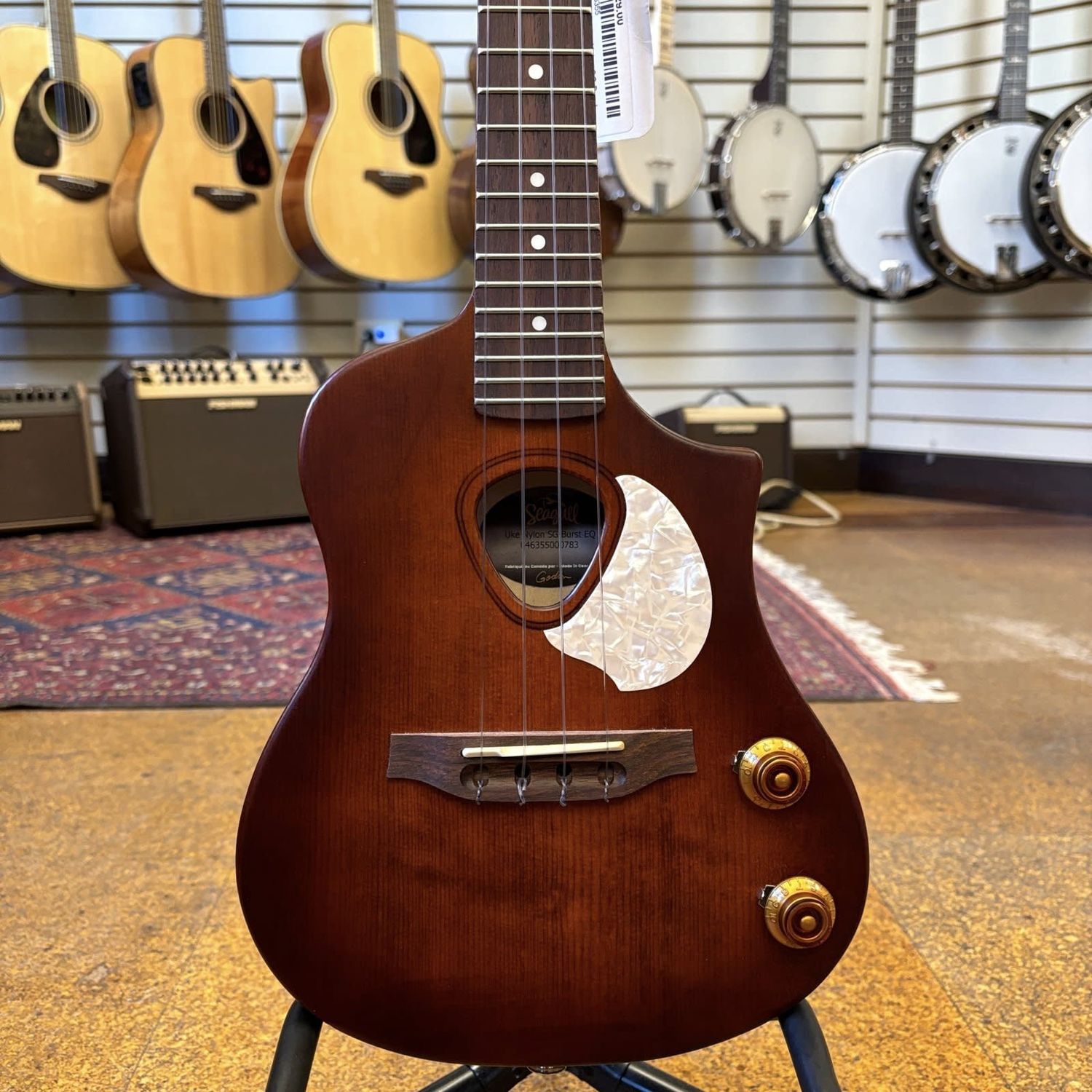 Seagull Uke Nylon SG Burst EQ Acoustic-Electric Ukulele w/Padded Gig Bag