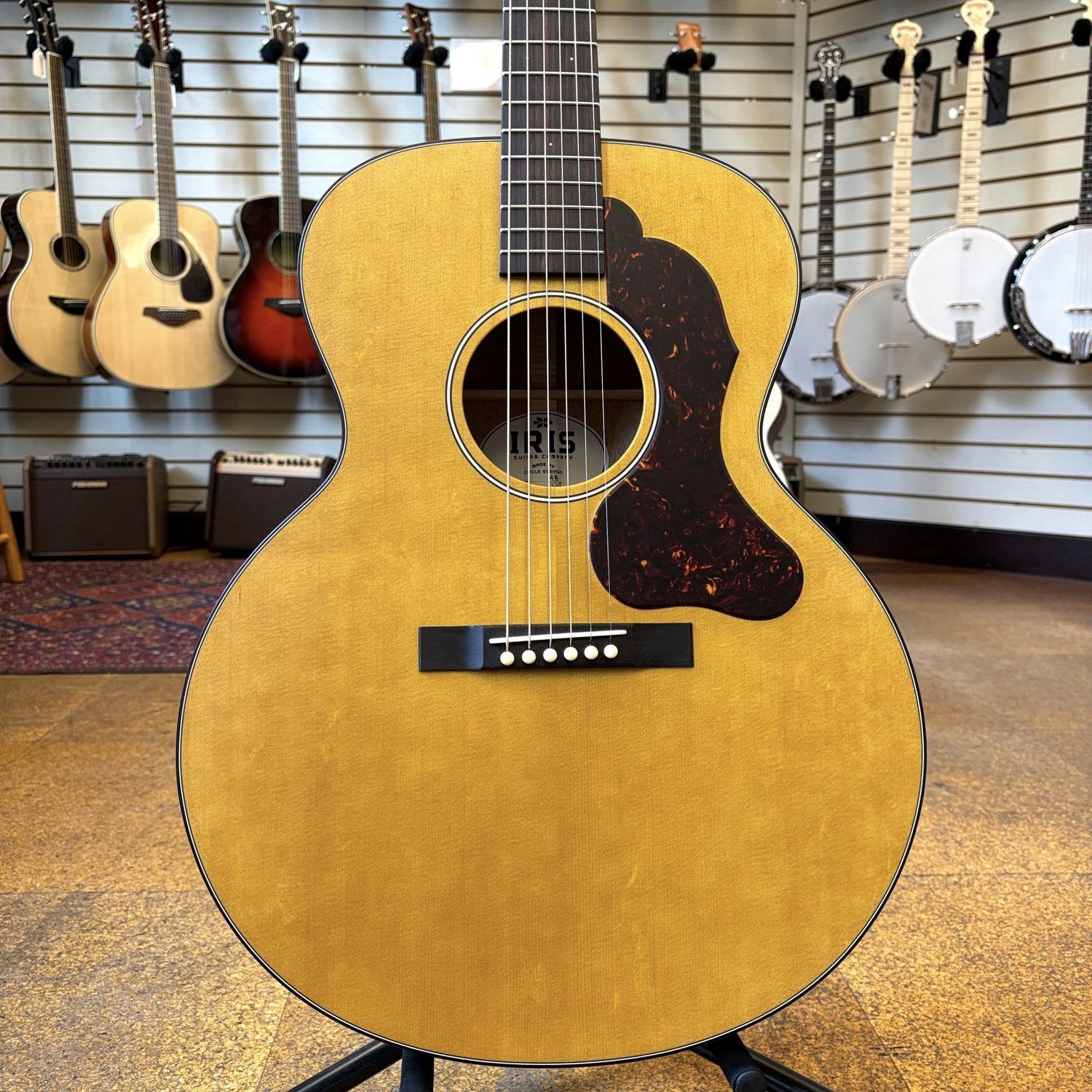 Iris Guitars AB Model Sitka Spruce/Mahogany Jumbo Acoustic Guitar Natural w/Hard Case
