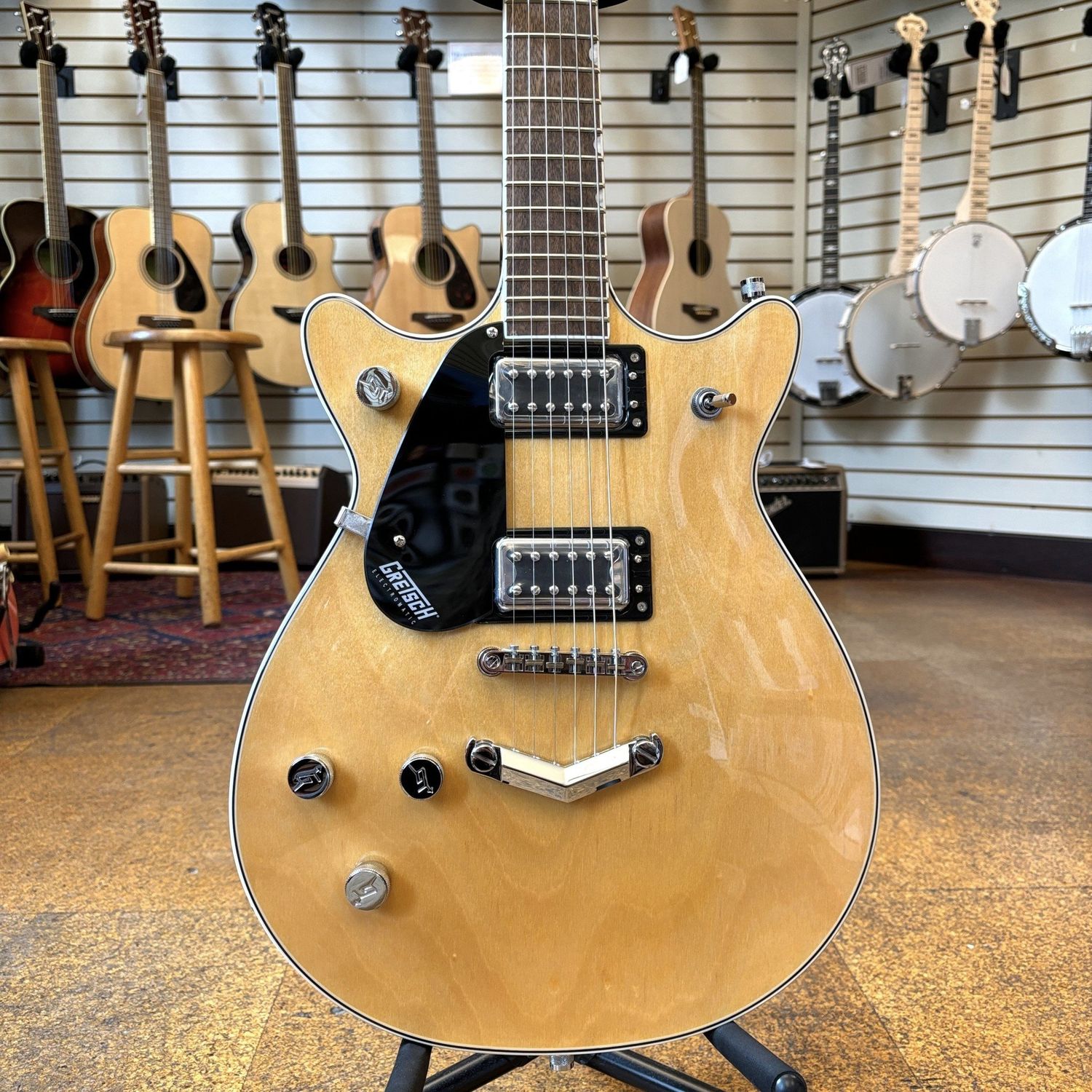 Gretsch G5222LH Left-Handed Electromatic Double Jet BT with V-Stoptail Solid Body Electric Guitar Natural