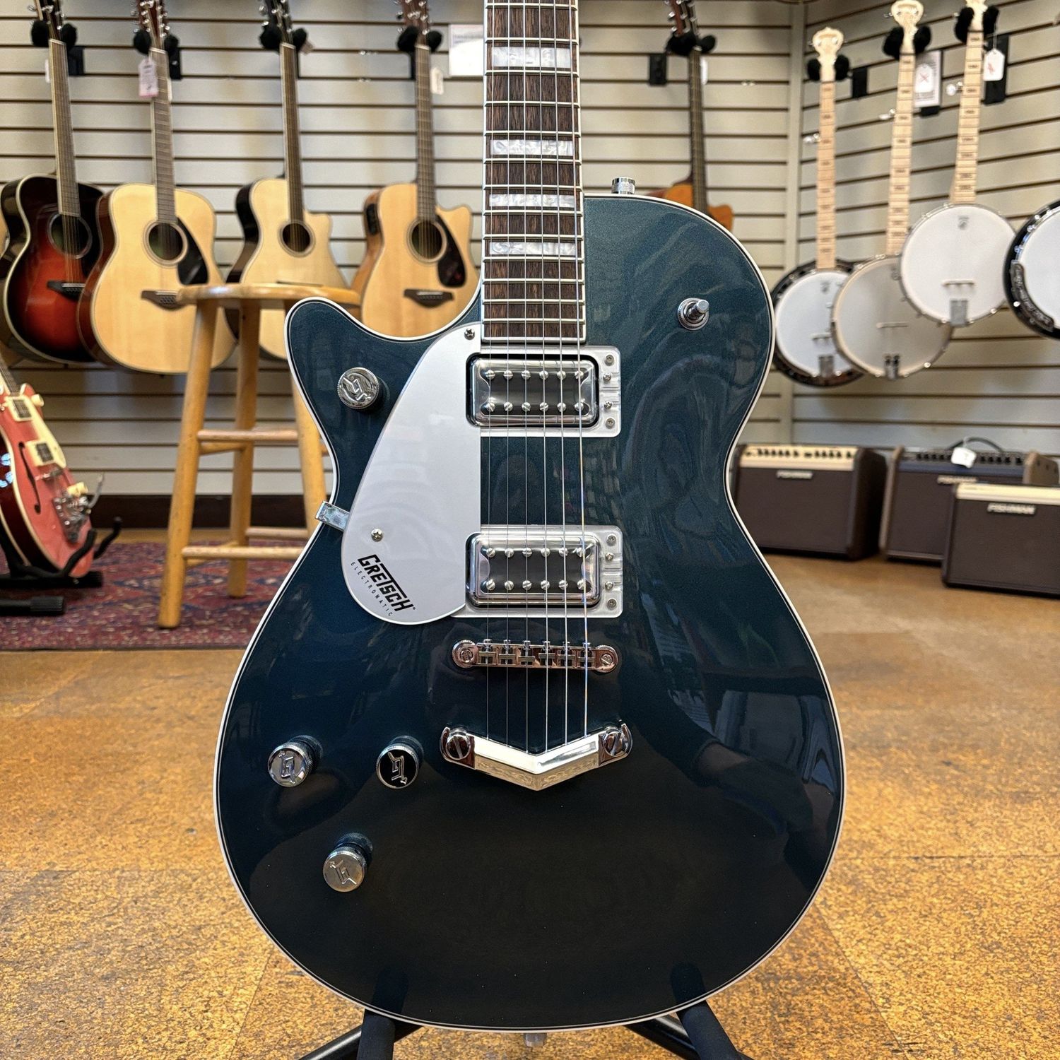 Gretsch G5220LH Electromatic Jet BT Single-Cut with V-Stoptail, Left-Handed Solid Body Electric Guitar Jade Grey Metallic