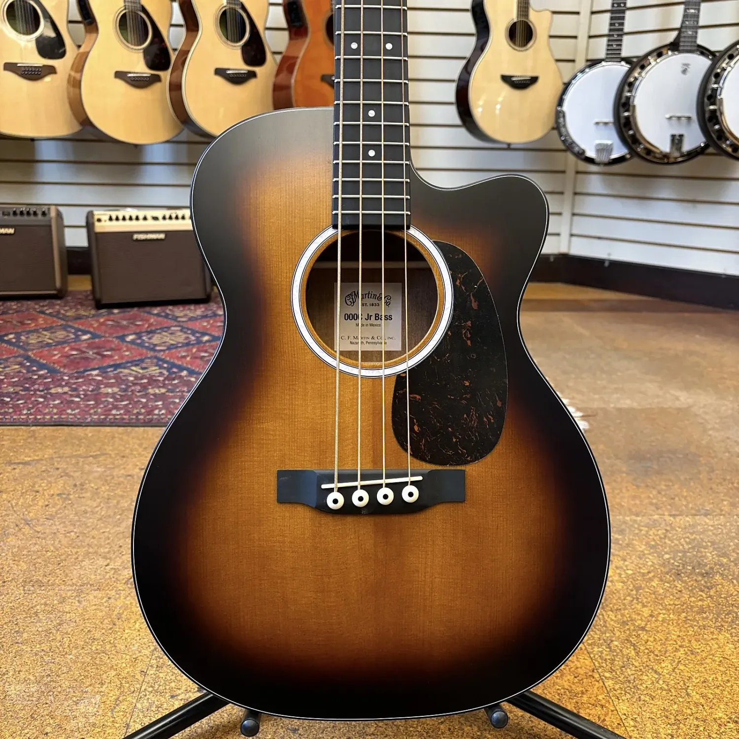 Martin 000CJR-10E Acoustic-Electric Bass Guitar Burst w/Padded Gig Bag